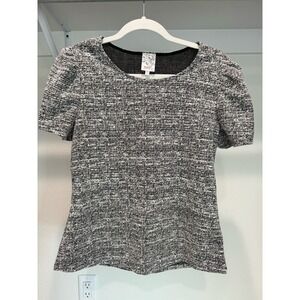 Naif Petite Tweed Dress Shirt‎ Women's SIze Petite Small Black White